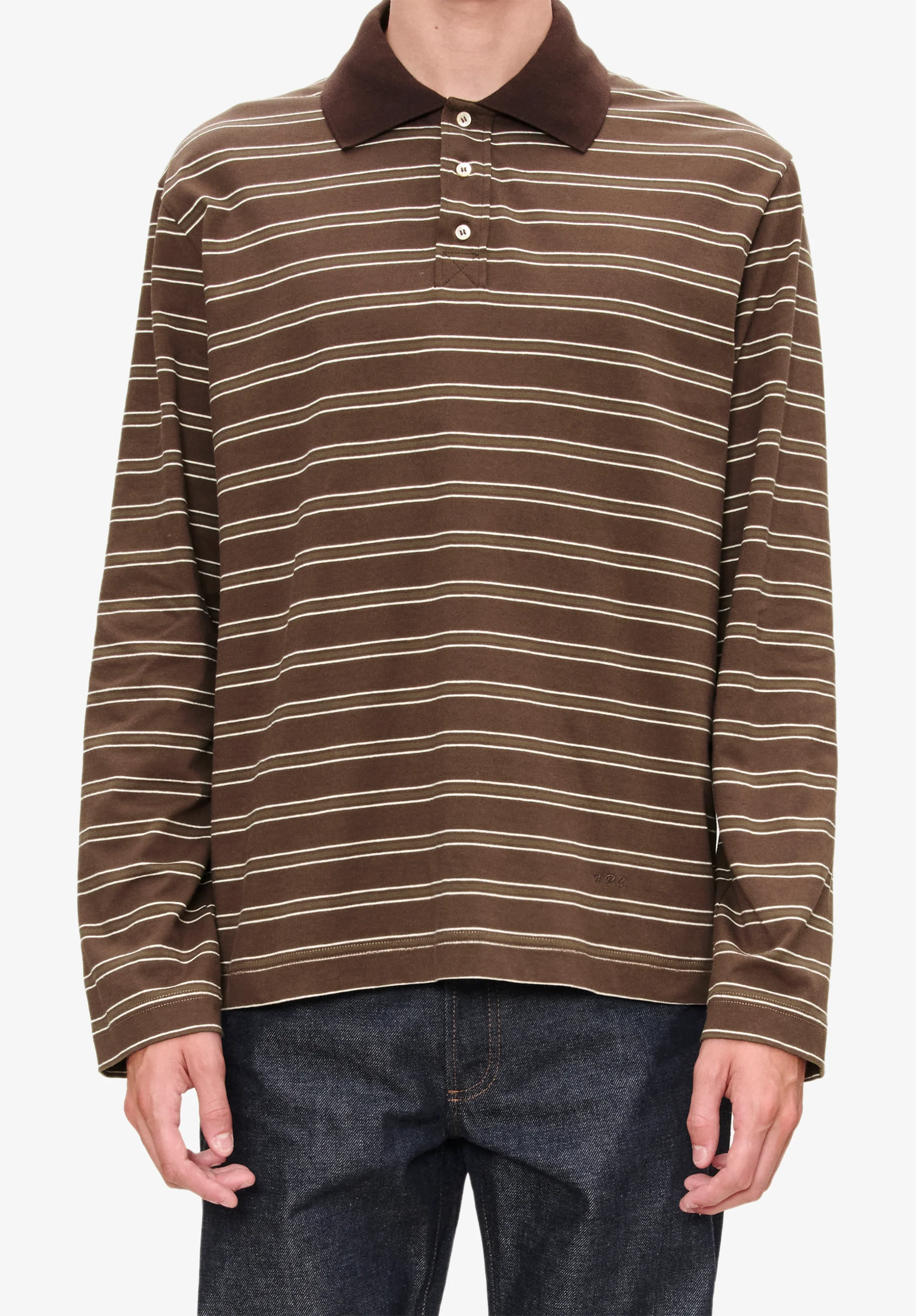 Long-sleeve striped polo shirt - Image 4