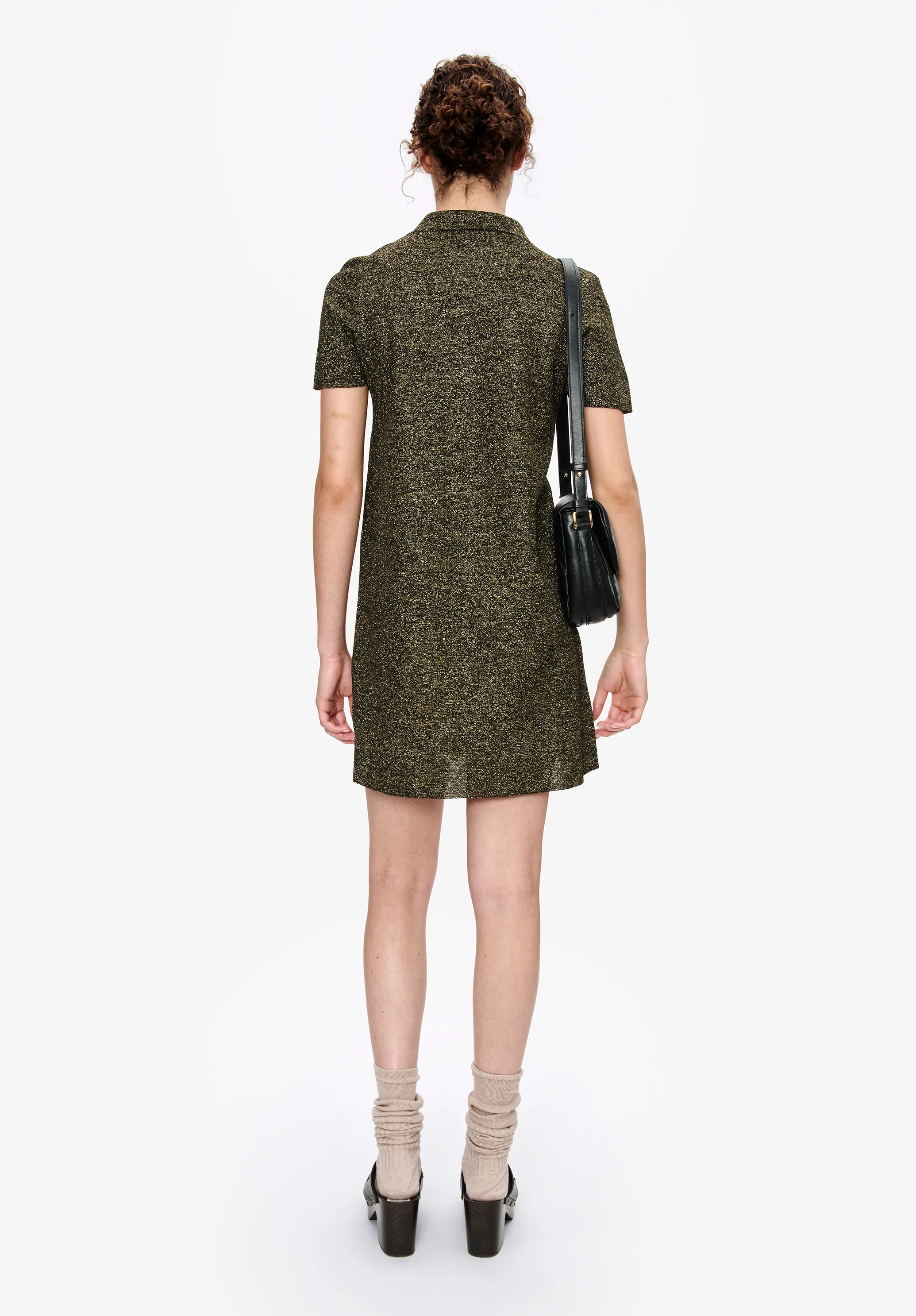 Metallised polo shirt collar dress - Image 3