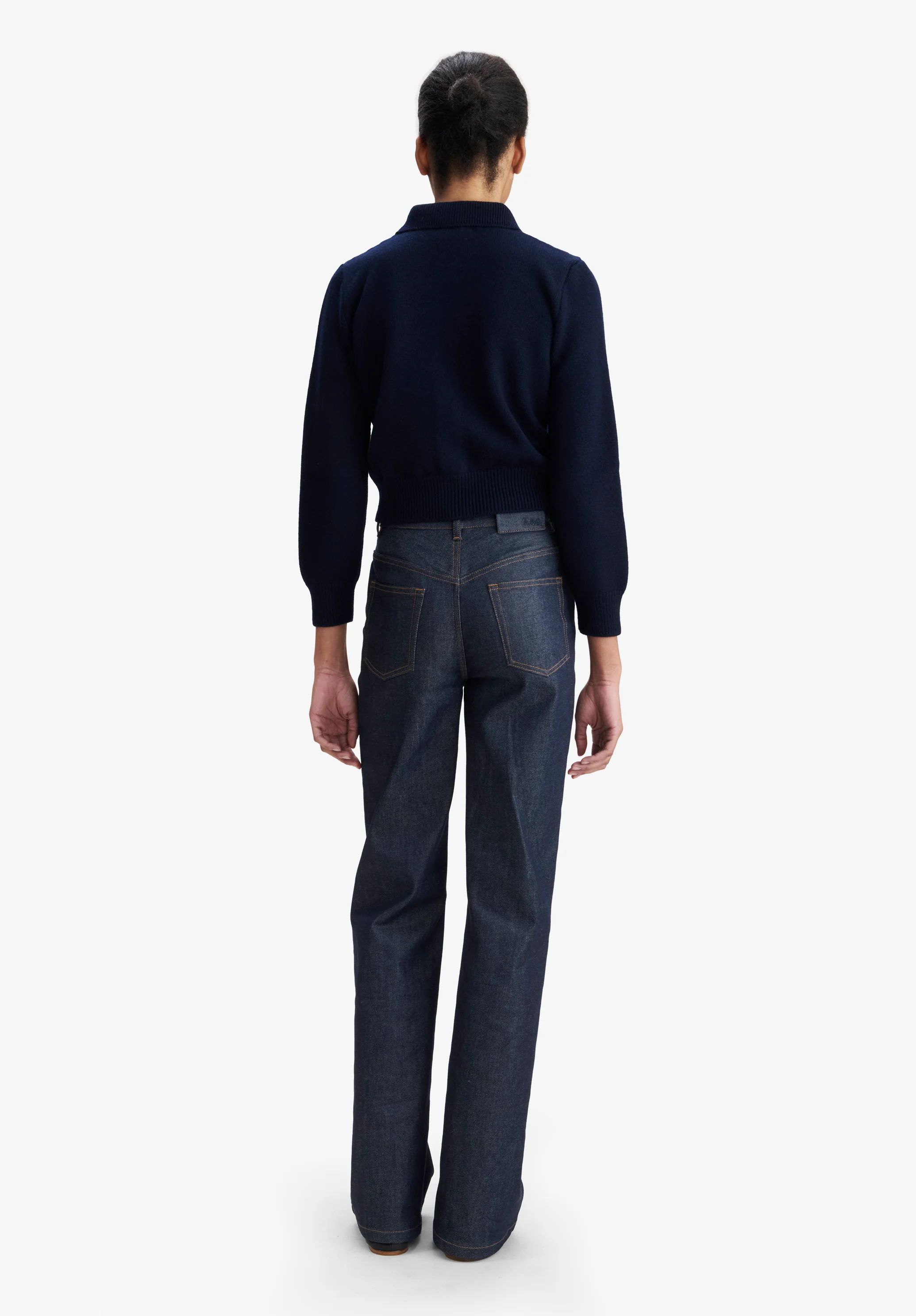 Solid-colour cardigan with polo shirt collar - Image 3