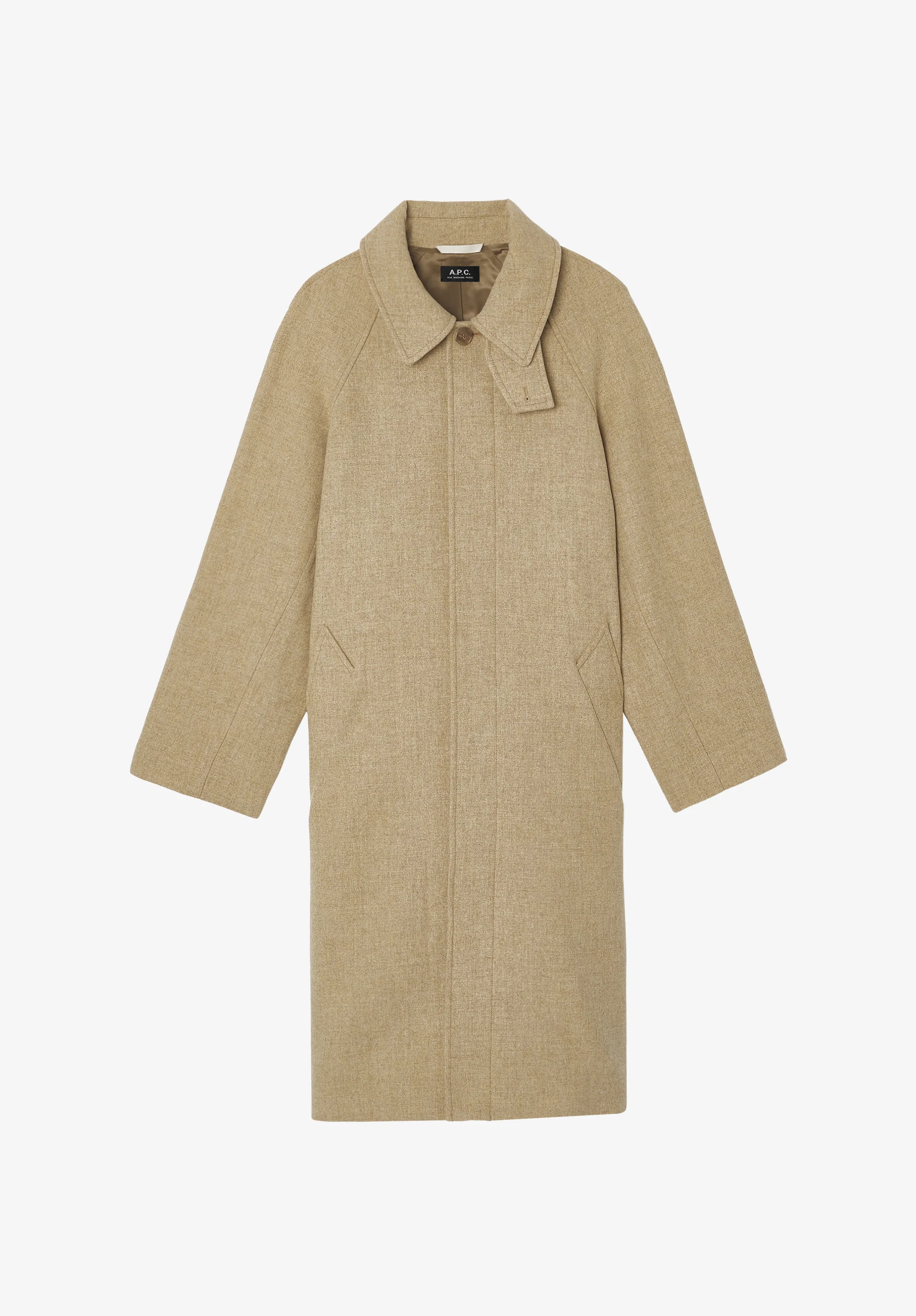 Oversize solid-colour coat with raglan sleeves