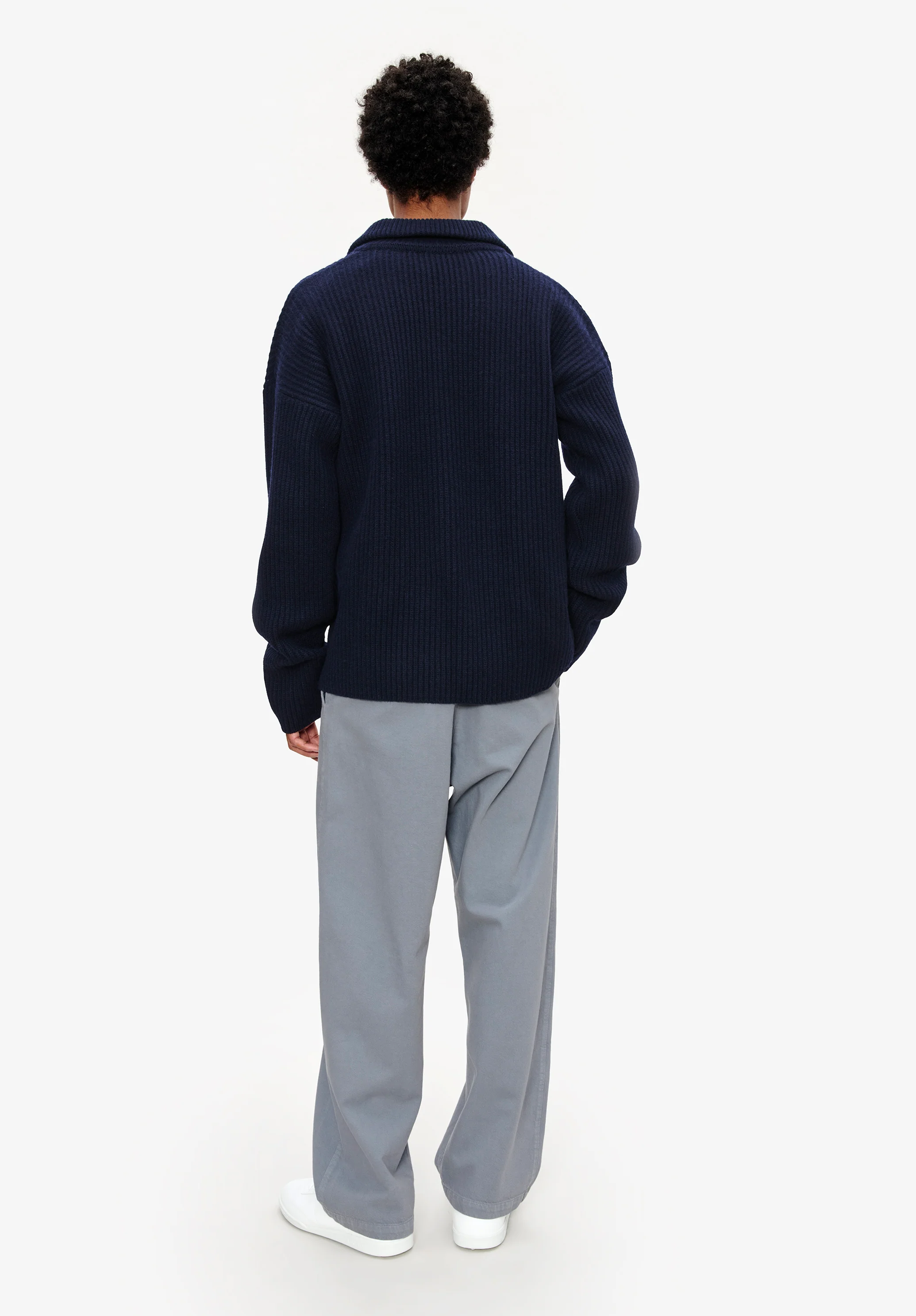 Wide-rib jumper with spread collar - Image 3
