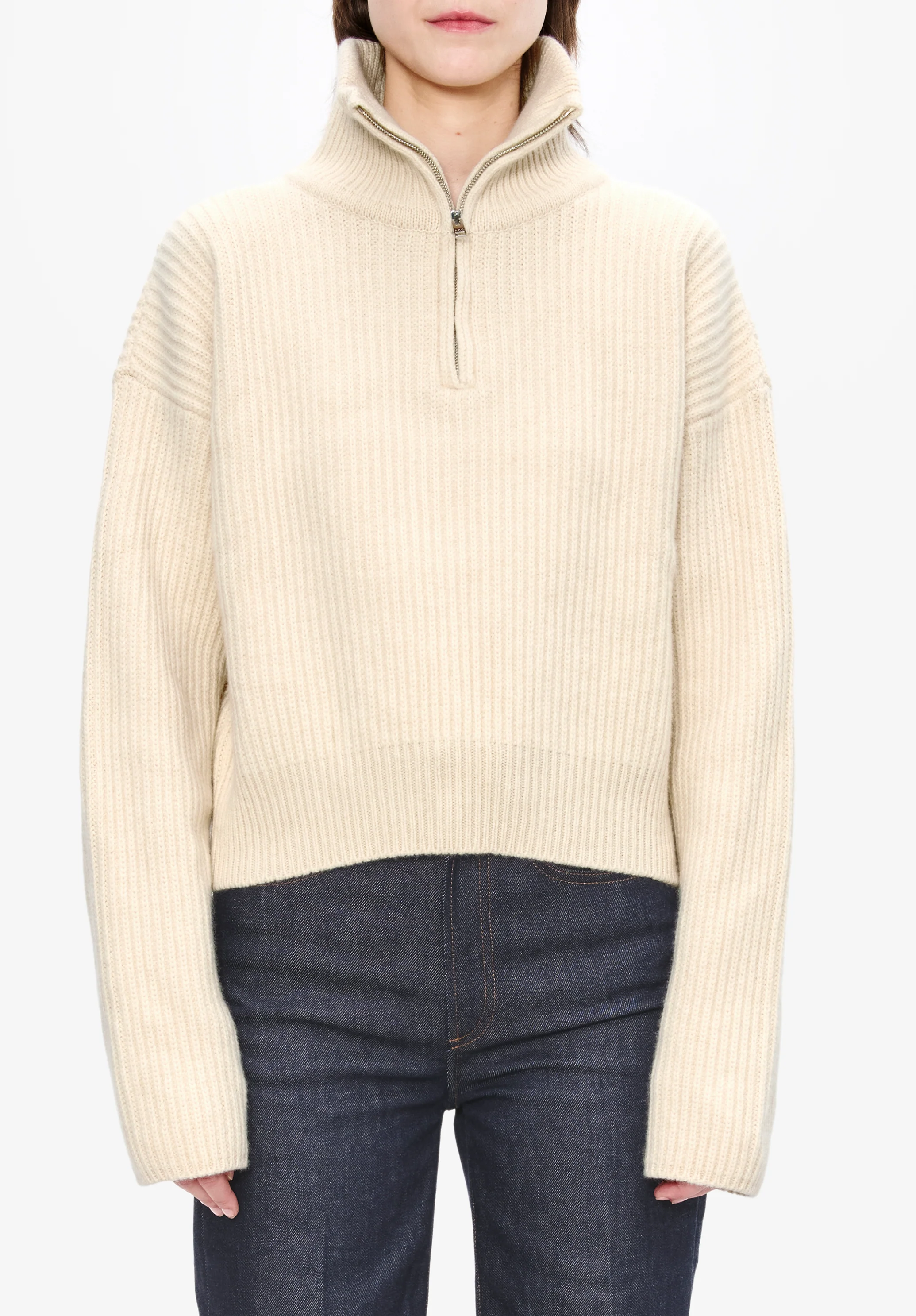 Wide-rib jumper with trucker collar - Image 3