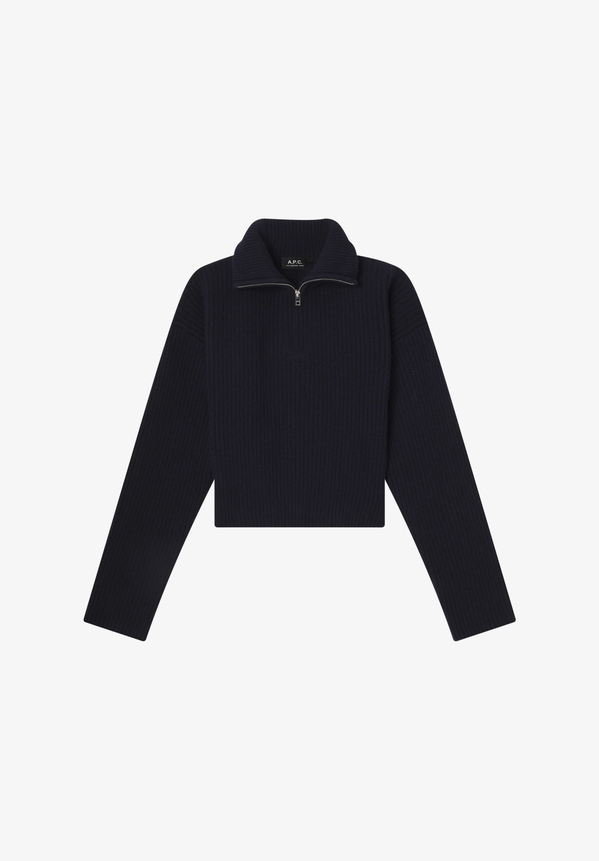 Wide-rib jumper with trucker collar